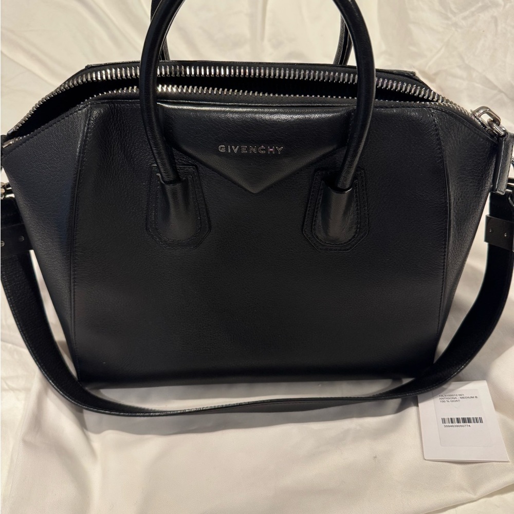 Givenchy Antigona Medium Black Leather w/Polished Silver Hardware
